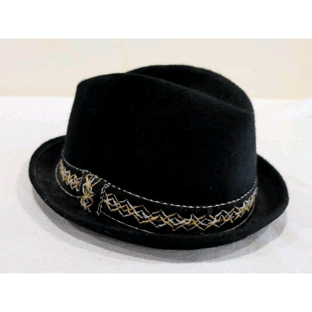 Vintage Mens Hugger 100% Wool Black Fedora Hat Size 6 3/4